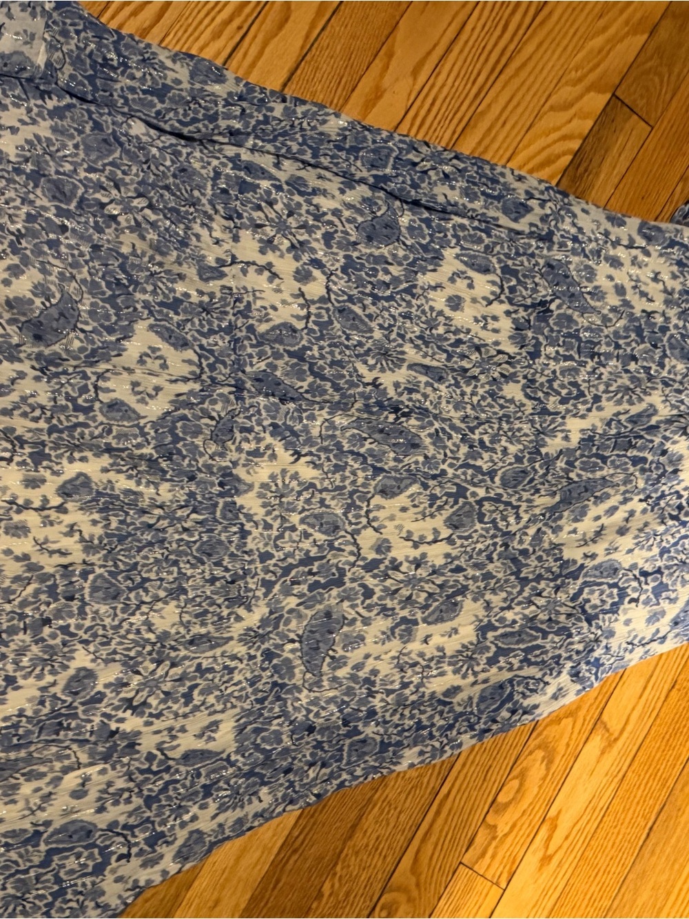 Sezane Light Blue Floral Off-the-Shoulder Midi Dress - Picture 11 of 13